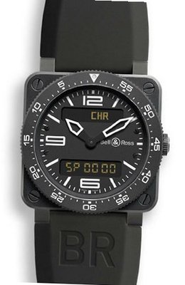 Bell and Ross Type Aviation Black Dial Black PVD Stainless Steel Black Rubber BR0392-AVIA-CA