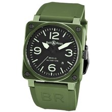 Bell & Ross BR-03-92-MILITARY CERAMIC Aviation Black Dial and Green Strap