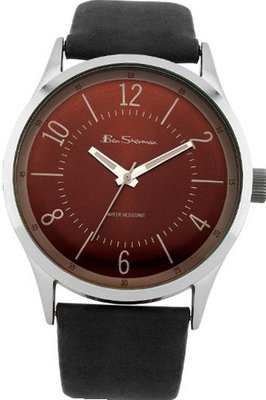 Ben Sherman BS069 Burgundy and Black Leather Strap