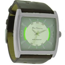 Ben Sherman Gents R937 Brown Faux Leather Strap With Rectangular Dial and Green Detail