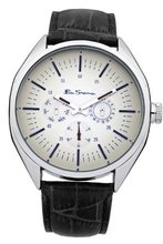 Ben Sherman Quartz with Beige Dial Analogue Display and Black Leather Strap BS024