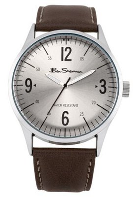 Ben Sherman R879 Silver and Brown Leather Strap