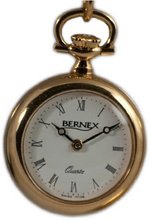 Bernex Pendant Roman Dial with Red Enamel and Gold Flowers in Gold Plated Chain GB31003