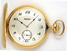 Bernex Swiss Made Large Gold Plated Satin Pocket with 17 Jewel Movement