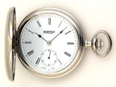 Bernex Swiss Made Rhodium Plated Pocket with 17 Jewel Mechanical Movement