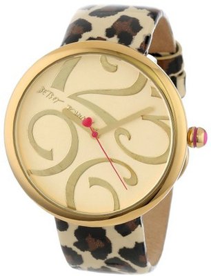 Betsey Johnson BJ00068-05 Analog Leopard Patent Printed Leather Strap