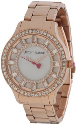 Betsey Johnson BJ00157-20 Analog Rose Gold Baguette Crystal Dial