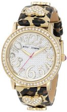 Betsey Johnson BJ00231-01 Gold Crystal Set Case and Leopard Strap