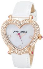 Betsey Johnson BJ00253-04 Heart-Shaped Dial and White Strap