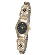 Black Hills Gold Champagne Dial Ladies Gold and Onyx 9-WB26O-F-GL