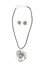 Blazin Roxx 29563 Crystal Rose Leather Corded Jewelry Set Silver/Black