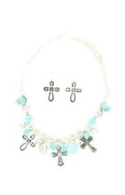 Blazin Roxx 29585 Cross Charm Jewelry Set Turquoise/Silver