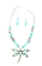 Blazin Roxx 29591 Dragonfly Pendant Jewelry Set Silver/Turquoise