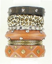 Blazin Roxx 29885 Bangle Bracelets (Set of 7) Brown