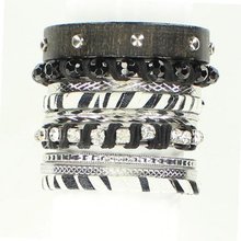 Blazin Roxx 29887 Bangle Bracelets (Set of 10) Black/White