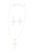 Blazin Roxx 3030605 Rhinestone Beaded Cross Jewelry Set Silver