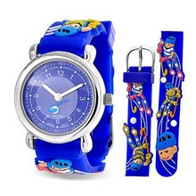 Bling Jewelry Blue Analog Roller Hockey Sports Kids Stainless Steel Back
