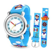 Bling Jewelry Blue Sailor Tugboat Nautical Ship Kids Stainless Steel Back