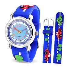 Bling Jewelry Boys Blue Cars Trucks Kids Photo Dial Stainless Steel Back