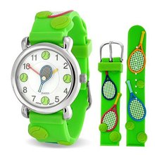 Bling Jewelry Green Analog Tennis Sports Kids Stainless Steel Back