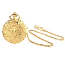 Bling Jewelry Large Gold Plated Shiny Religious Cross Pocket