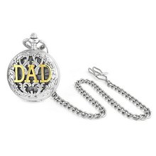 Bling Jewelry Large Two Tone DAD Gold Plated Shiny Quartz Pocket