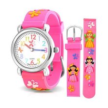 Bling Jewelry Pink Girls Princess Butterfly Kids Stainless Steel Back