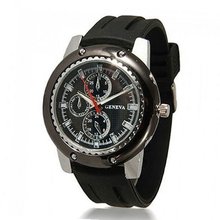 Bling Jewelry Rubber Stainless Steel Round Chronograph Style Sports