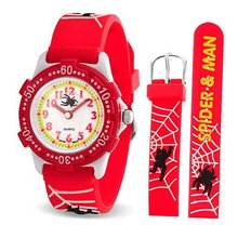 Bling Jewelry Spider Web Red Kids Stainless Steel Back Rotating Bezel