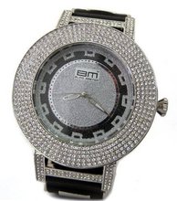 Bling MRSTER 5 Row of Ice Silver Plated Black Rubber strap Hiphop