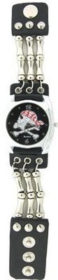 Round Dial Pirate Skeleton and Bone Band, Fits 8 - 9 Inches Wrist