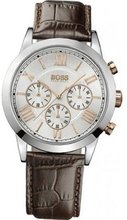 Hugo Boss Gents Stainless Steel Chronograph with Leather Strap
