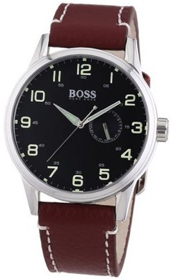 Hugo Boss Gents Stainless Steel with Brown Leather Strap