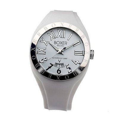 Boxer Milano Unisex Quartz with White Dial Analogue Display and White Rubber Strap BOX 40 WH