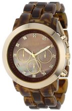 Breda 2307-Tort/Gold "Brooke" Oversized Bezel Mother-Of-Pearl Dial Rhinestone Hour Markers Plastic Band