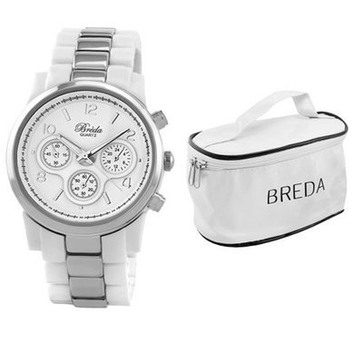 Breda 2310-whitesilv.coscase Dakota White And Silver Two-Tone with Cosmetic Bag Set