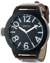Breda 8160-brown Jaxon Thick Bold Bezel Faux Leather Band