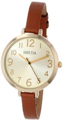 Breda 8167-gold/beige Tyra Slim Runway Brown Faux Leather Strap