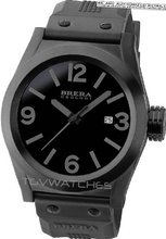 Brera Orologi BlackOut BRETS4564 Analog 45mm BLACK IP Stainless steel case BLACK dial with date BLACK rubber strap with signature buckle