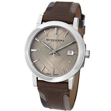 Burberry BU9020 Large Check Leather on Canvas Strap