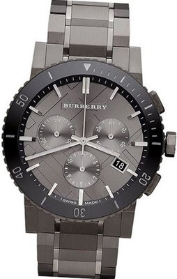Burberry Chronograph Gunmetal Dial Grey Ion-plated Stainless Steel BU9381