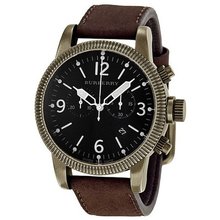 Burberry Endurance Chronograph Black Dial Brown Leather Strap BU7810