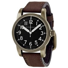Burberry Military Black Dial Brown Leather Strap BU7807
