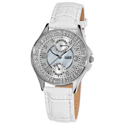 Burgi BU44WT Round Diamond Classic Stainless Steel GMT Date