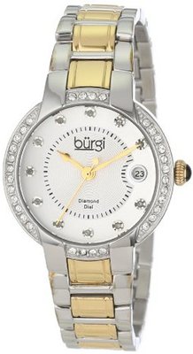 Burgi BUR077TT Stainless Steel Diamond Date Bracelet