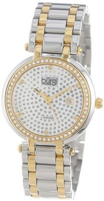 Burgi BUR078TT Stainless Steel Pave Pattern Diamond Bracelet