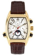 Burgmeister Sao Paulo, BM131-285, Gents Automatic Analogue Wrist, gold plated, brown leather strap, white dial, Date, Day, Month, Day, Night,