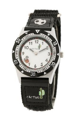 CAC Boys Black Football with Fabric Strap and White dial CAC-25-M01