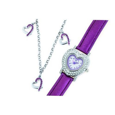 Cactus Gift Set Heart Bracelet & Purple Strap Girls Fashion CAC-43-L09