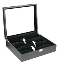 Classic Black Glass Top Box Display Case with High Clearance for Larger es Holds 18 es
